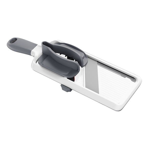 Adjustable Vegetable Slicer With Lock, 3 Thickness Settings (1mm-4mm), Stainless Steel Blade, Ergonomic Handheld Design, White