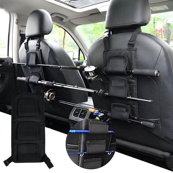 Universal Adjustable Vehicle Fishing Rod Holder with Polyester Strap for Secure Car Storage and Transport