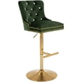 thumbnail image 1 of Adjustable Velvet Bar Stools with Back, Fashionable Swivel Counter Height Bar Chairs with Thick Cushion, Crystal Button Tufting and Gold Nailhead Trim for Kitchen, Dining, Pub, or Café (Olive Green), 1 of 7