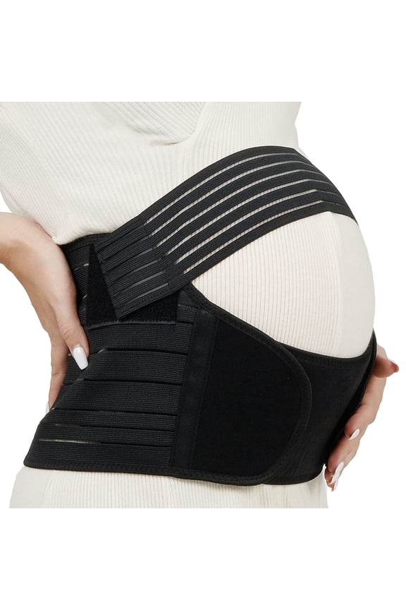 Maternity Belly Bands for Pregnant Women – Adjustable Belly Band for Pelvic & Back Pain – Ideal Supportive Belt for All Stages of Gestation – Pregnancy Must Haves for To Be Moms (Black, Large)