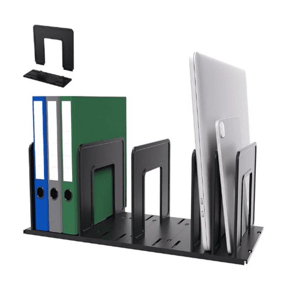 Adjustable Vertical File Sorter Sturdy Plastic Expandable Upright File Holder, Desktop Binder Organizer, School Office File Organizer Bookshelf Divider, Assemble Easily Endlessly, Black