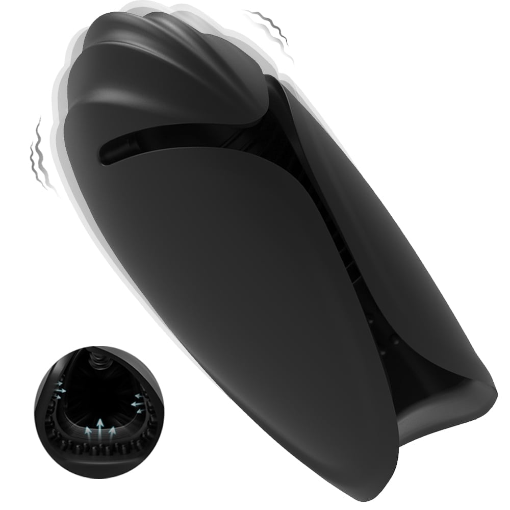 Adjustable Vibrating Male Masturbator,Flexible Stroker for Male with 9  Vibration Modes,Hands-Free Penis Vibrator Adult Sex Toys for Men-Black