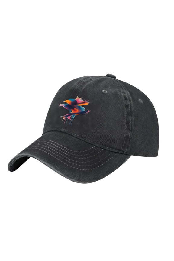 Adjustable Vintage Cotton Washed Distressed Baseball Cap - Colorful Abstract Design with Vibrant Splashes for Men & Women