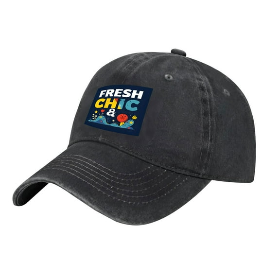 Adjustable Vintage Cotton Washed Distressed Baseball Cap - FRESH CHIC Design with Colorful Illustrations for Men & Women