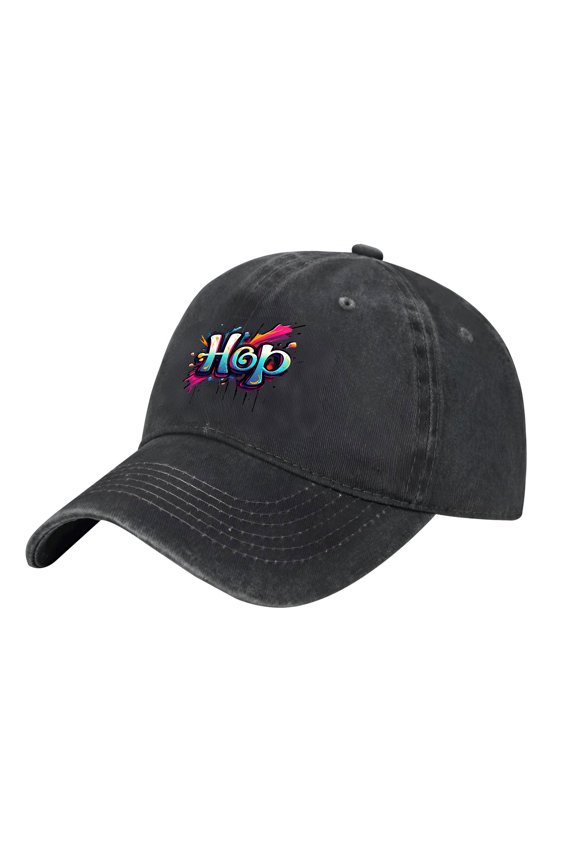 Adjustable Vintage Cotton Washed Distressed Baseball Cap - Graffiti ' Hcp ' Design with Colorful Splashes for Men & Women