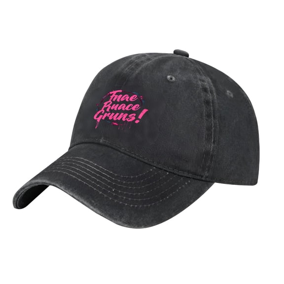 Adjustable Vintage Cotton Washed Distressed Baseball Cap - Playful Pink & Blue " Fãe Ruace Gruns " Design - Golf Dad Hat for Men & Women