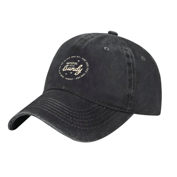 Adjustable Vintage Cotton Washed Distressed Baseball Cap - Rugged Denim Look with ' HATEFUL BUT KIND ' Emblem for Men & Women