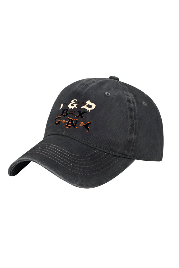 Adjustable Vintage Cotton Washed Distressed Baseball Cap - Stylish Denim Cap with Orange & Cream ' BX ' & ' G ' Design for Golf Dads