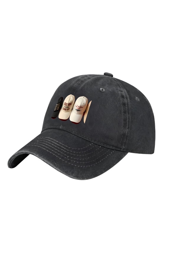 Adjustable Vintage Cotton Washed Distressed Baseball Cap - Unique Textured Designs: ' FENCELESS EV 15 WINS ' & More