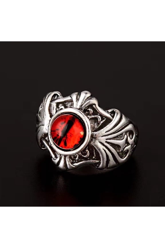 Adjustable Vintage Men's Stainless Steel Rings The Devil Dragon eye of Hell Demonwith Open Design for Fashion Stacking and Daily Wear(A)
