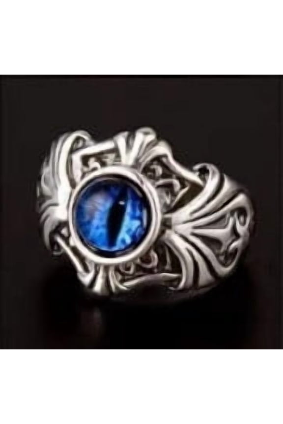 Adjustable Vintage Men's Stainless Steel Rings The Devil Dragon eye of Hell Demonwith Open Design for Fashion Stacking and Daily Wear(C)