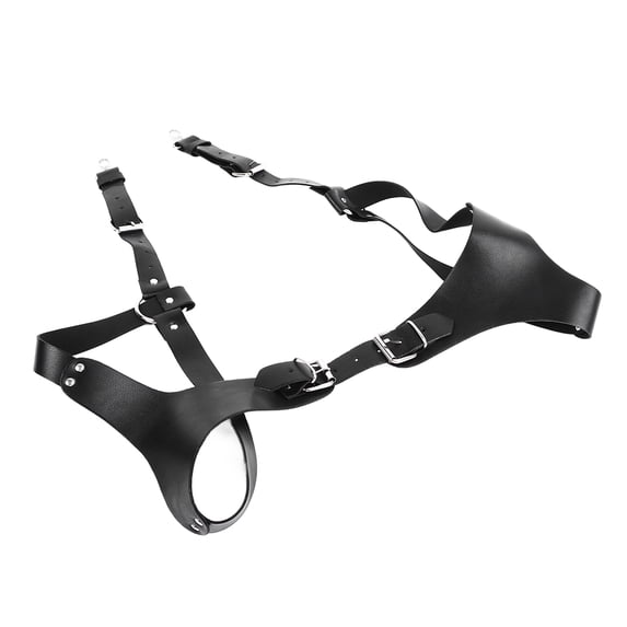 Adjustable Vintage PU Leather Suspenders for Men Gothic Renaissance Style Harness Straps Accessory Black Free Size (23x15x3 cm)