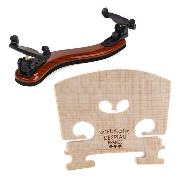 Adjustable Violin Bridge Maple,4/4 Size Violin Fitted Bridge Parts for 4/4 Size Violin with Violin Shoulder Rest