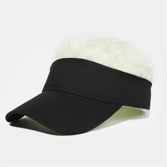 Adjustable Visor with Wig - Fashionable Unisex Baseball Hat, Hair-Included Sun Visor,Beige,One Size,Dailypoc