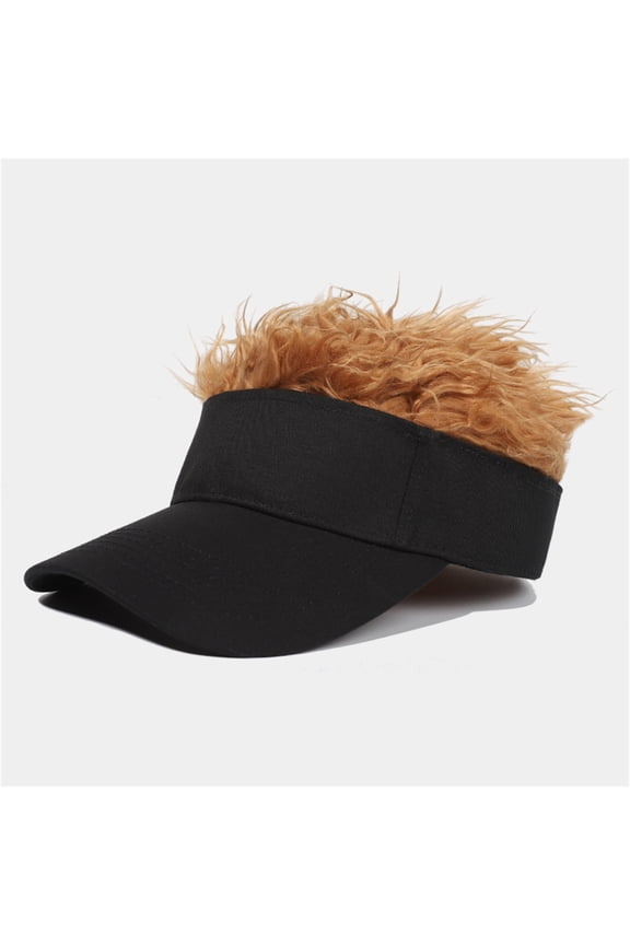 Adjustable Visor with Wig - Fashionable Unisex Baseball Hat, Hair-Included Sun Visor,Brown,One Size,DAPRZIY