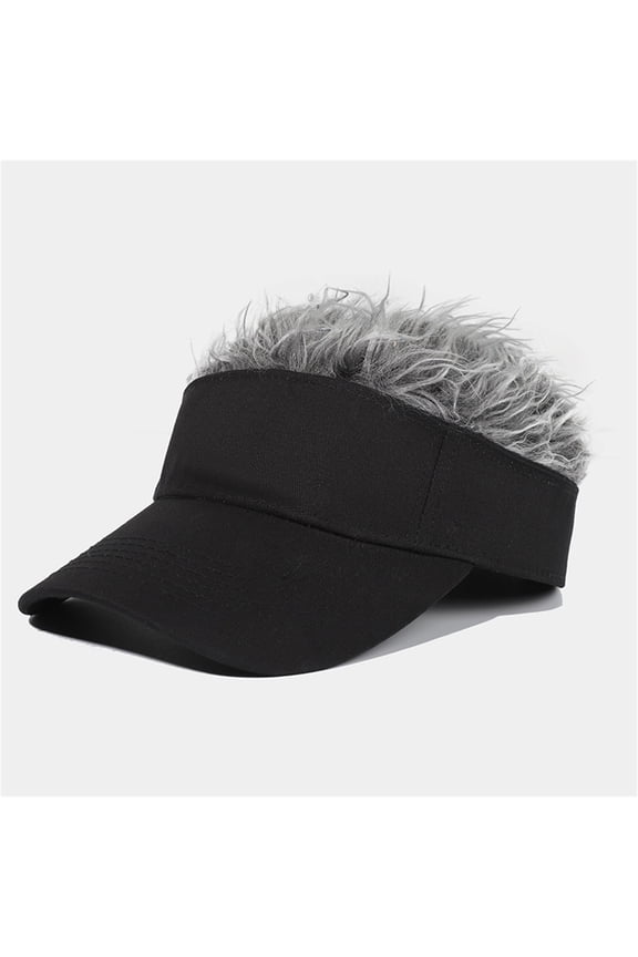 Adjustable Visor with Wig - Fashionable Unisex Baseball Hat, Hair-Included Sun Visor,Grey,One Size,DAPRZIY