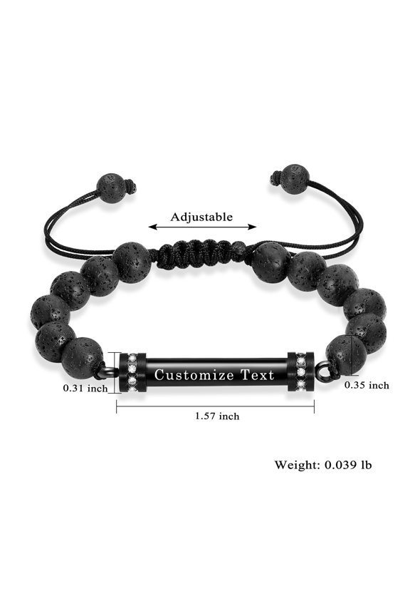 Adjustable Volcanic Stone Beaded Bracelet Memorial Cremation Jewelry for Ashes Holder Funeral Urn Bracelet for Ashes