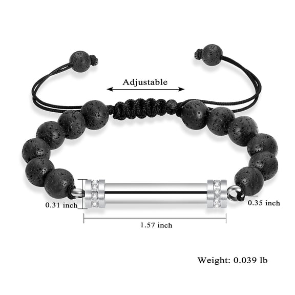 Adjustable Volcanic Stone Beaded Bracelet Memorial Cremation Jewelry for Ashes Holder Funeral Urn Bracelet for Ashes