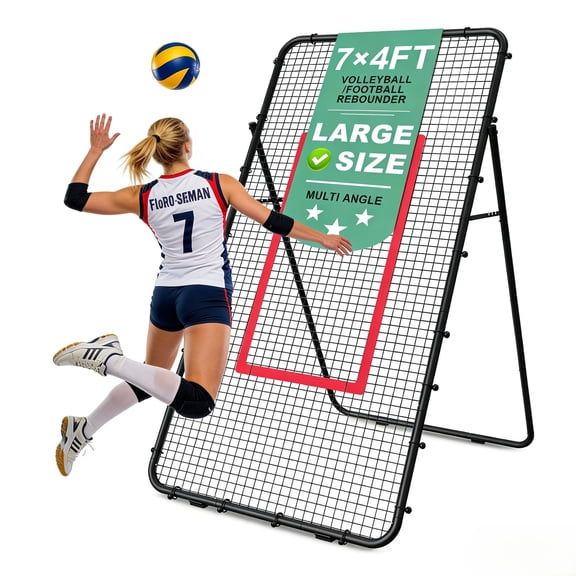 Adjustable Volleybal Net 7x4 Ft,Volleyball Training Equipment for Lacrosse, Baseball, Soccer,Tennis,Backyard Volleyball Rebounder Hitting Serving Passing Spike Practice Black