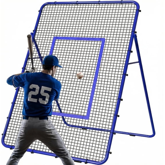 BTY Adjustable PE Mesh Baseball Net 7x4 ft, Multi-Sport Training Rebounder for Lacrosse, Volleyball, Soccer, Tennis Backyard Practice