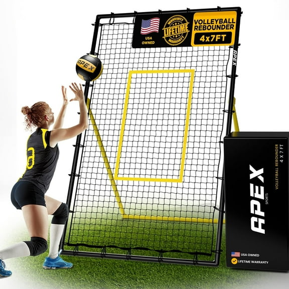 Adjustable Volleyball Rebounder Net 7x4 ft Bounce Back Training Equipment with Angle Customization for Practicing Volleying, Bumping, Spiking Durable & Portable with Travel Bag