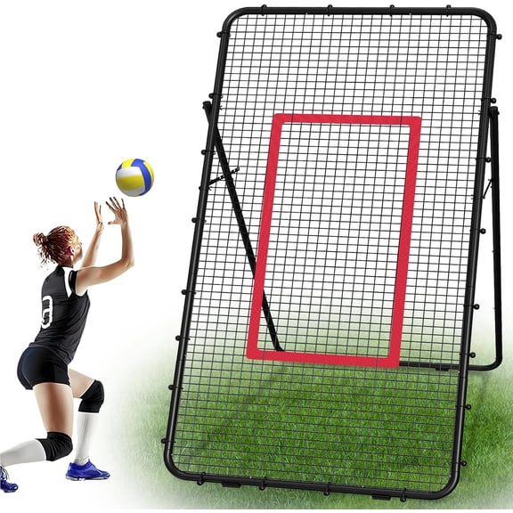 Adjustable Volleyball Rebounder Net, Black | 5 Angle Bounce Back Training Equipment for Practicing Volleying, Bumping, Spiking, ideal for Lacrosse, Baseball, Soccer
