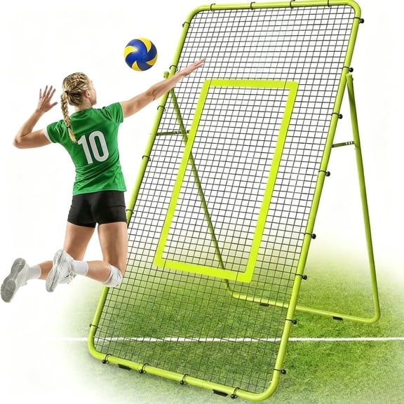 Adjustable Volleyball Rebounder Net, Durable Portable Steel Frame for Improving Volleying, Bumping, Spiking Skills, 7x4 FT