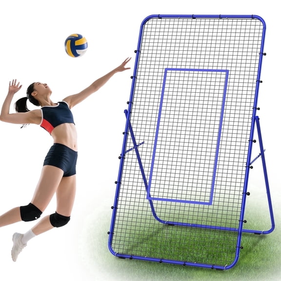 Adjustable Volleyball Rebounder Net, Volleyball Training Equipment for Lacrosse, Baseball, Soccer, Tennis, Metal Frame & High-Tension PE Netting, Durable & Portable Volleyball Training Equipmen