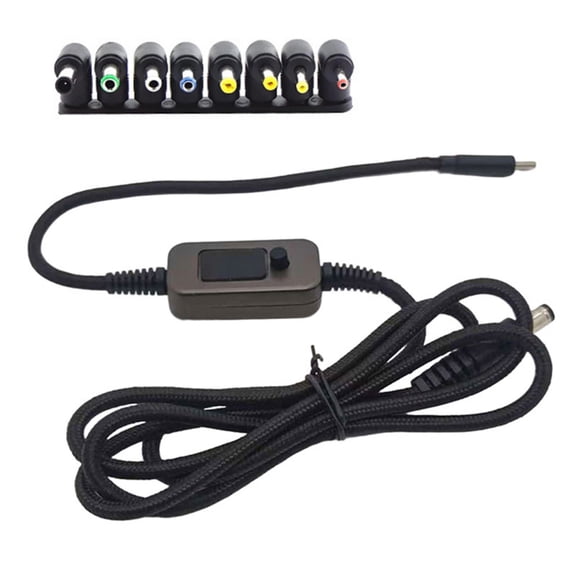 Adjustable Voltages USB C To DC5521 Charging Cable PD100W With 8 Conversion Heads For Laptops Routers And Electronics