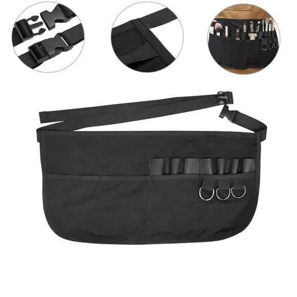 Adjustable Waist Belt Half Apron for Restaurant Kitchen Bar Cafe | Multi Pocket Utility Cleaners Server Hairdresser Apron | Water Resistant Durable Cloth | Unisex | Adjustable Fit | 1 Piece | Black