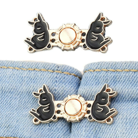 Adjustable Waist Buckle 2pcs Waist Tightener Clip Tighten Waistband Detachable Jean Button Pin for Dresses Pants Jeans