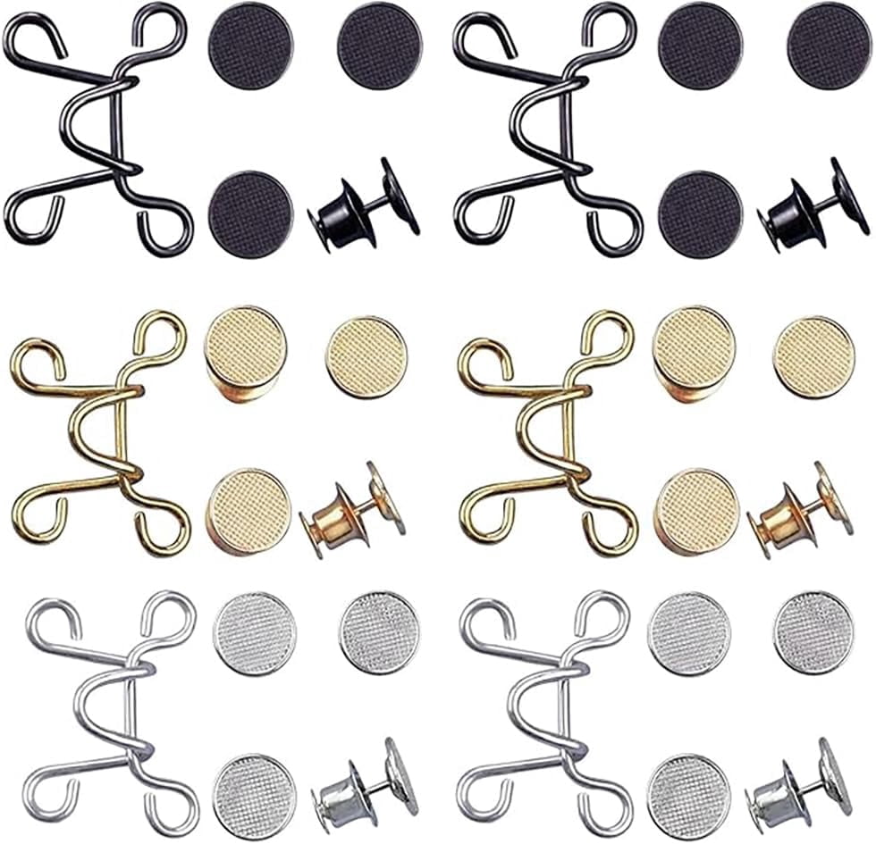Adjustable Waist Buckle, Pants Waist Adjuster Clips, Pants Waist Adjuster Clips, Denim Buttons 6P
