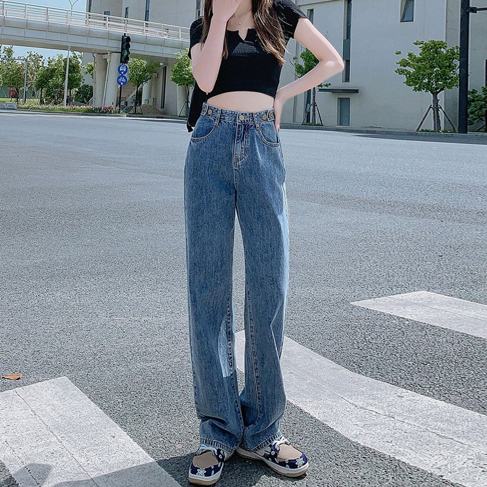 【最新入荷】 Adjustable Waist Jeans Women's Spring and Autumn High Waist Clothing