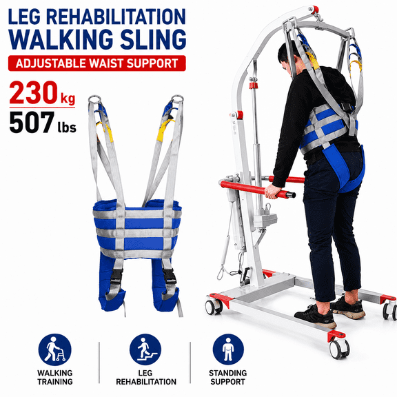 Adjustable Waist & Leg Support Sling for Walking Assistance, Size M Holds 150kg/330lb