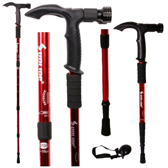 Adjustable Walking Cane with Rotatable Flashlight