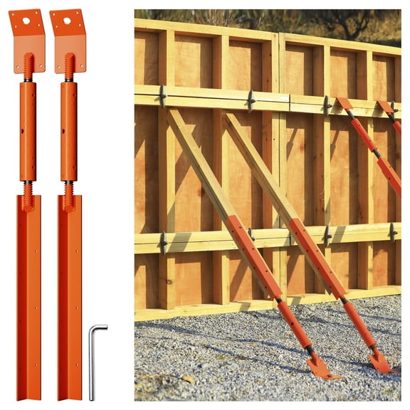 Adjustable Wall Brace Concrete Turnbuckle Form Aligner 33.2"-40" Length Heavy-Duty Steel Formwork Support Anti-Loosening Brace for Walls/Columns/Beams (8, Safety Orange, 33.2"-40")
