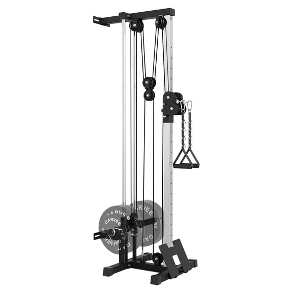 Adjustable Wall Mount Cable Station for Strength Training, 18 Positions, Dual Pulley LAT Pulldown & Cable Crossover Machine, Home & Garage Gym Equipment, Back and Cable Workout Station