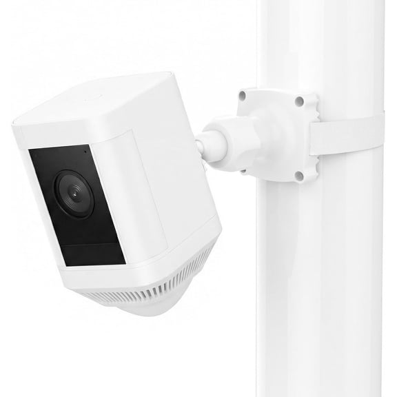 Adjustable Wall Mount Compatible with Ring Spotlight Cam Pro/Plus (Battery), Ring Stick Up Cam (Battery), Outdoor Security Camera Mount with Strap for Wall, Pole or Tree Installation, White