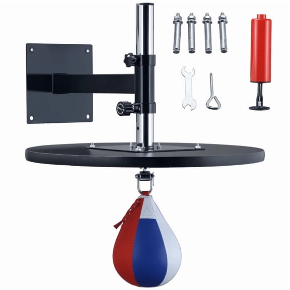 Adjustable Wall Mount Speed Bag Platform with Boxing Speed Bag, Heavy-Duty Steel Training Equipment for MMA, Martial Arts and Boxing, 7" x 9"