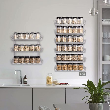Adjustable Wall Mount Spice , 9-Tier Multi-Use Organizer, Silver