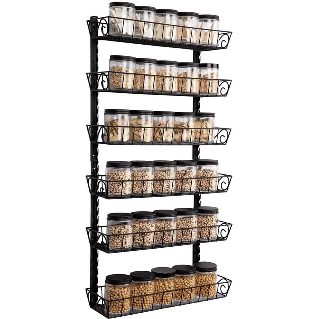 Adjustable Wall Mount Spice Rack, 6-Tier Dual-use (Multi-use) Organizer ...