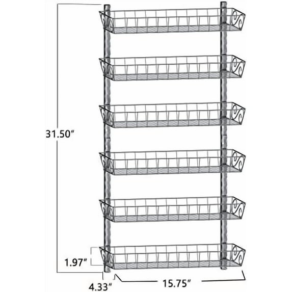 Adjustable Wall Mount Spice Rack, 6-Tier Dual-use (Multi-use) Organizer, Silver