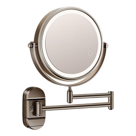 Adjustable Wall Mounted Makeup Mirror With 360 Degree Rotation and Detachable Rings Double Side Lighted Bathroom Mirror