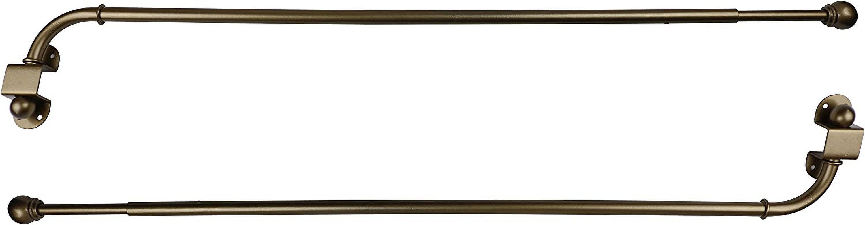 Antique Brass Adjustable Swing Arm Curtain Rods, 14"-24"