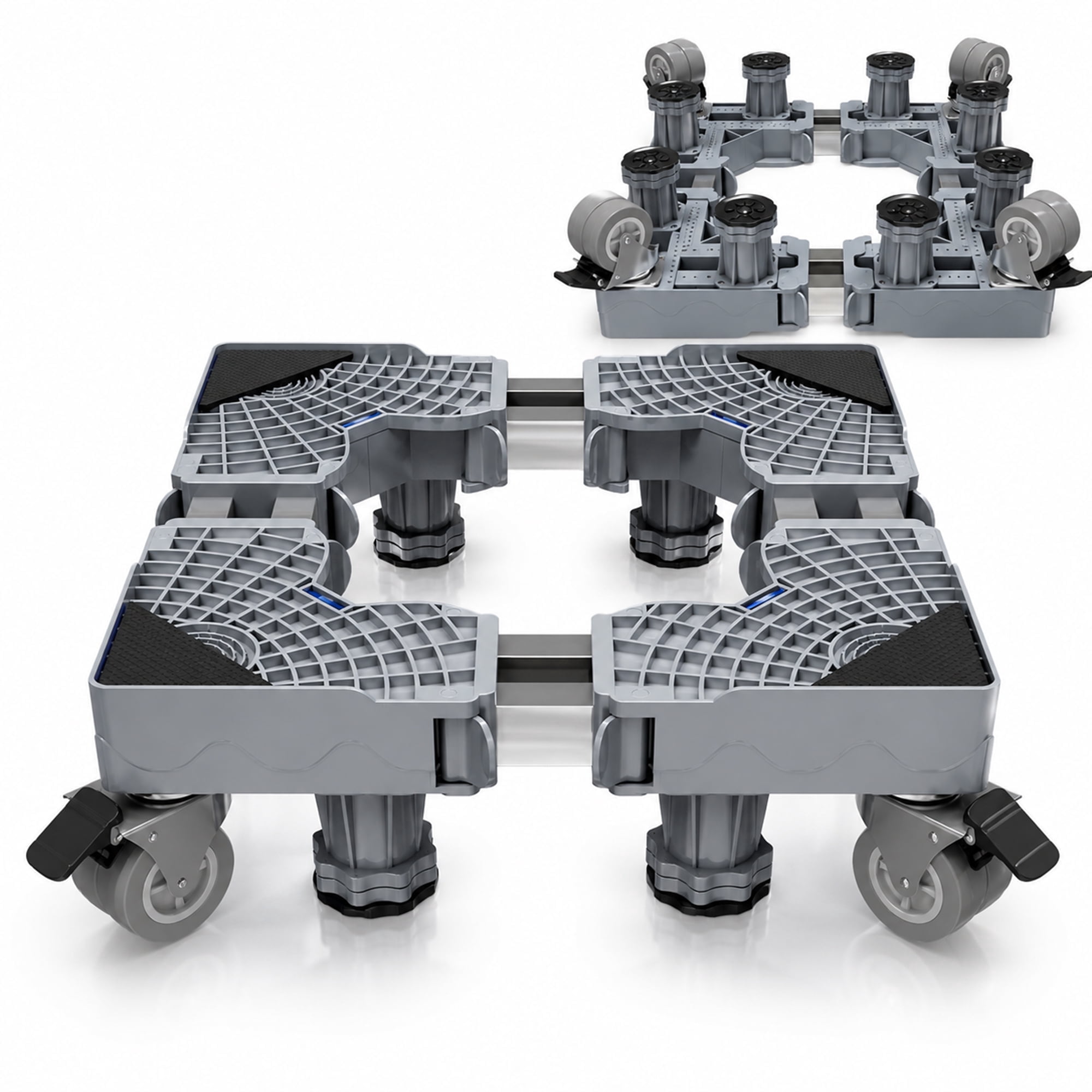 Adjustable Washing Machine Base Stand with 8 Support Feet and 4 Double ...