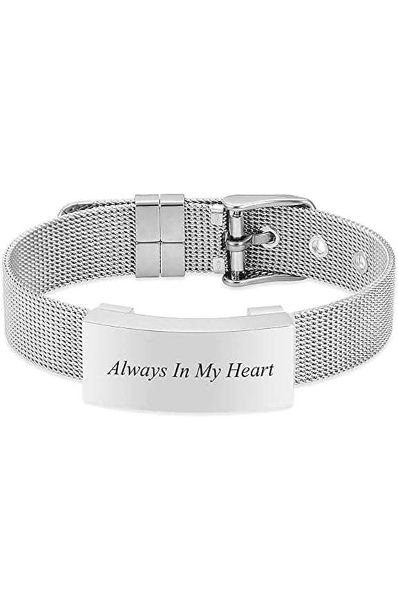 Adjustable Watch Band Cremation Jewelry Urn Bracelet for Ashes Personalized Message Urn Bangle for Women Men Memorial Keepsake-Forever in My Heart