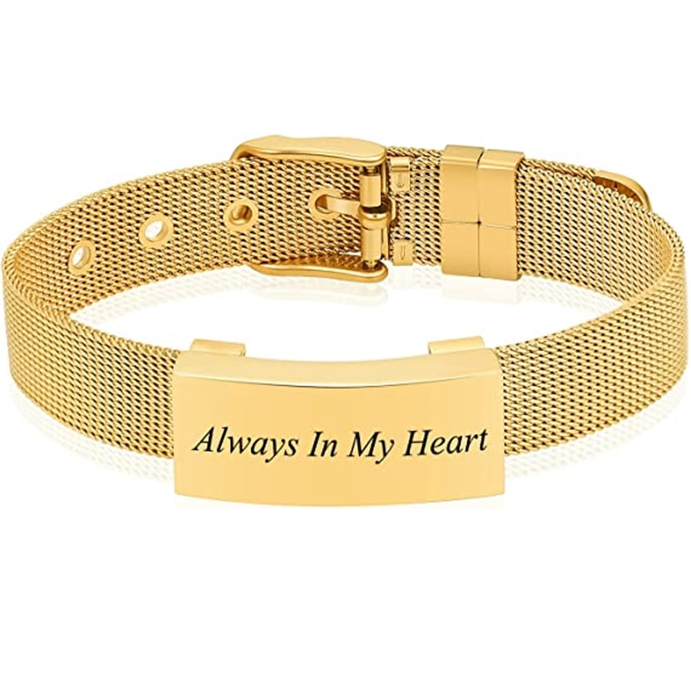 Adjustable Watch Band Cremation Jewelry Urn Bracelet for Ashes Personalized Message Urn Bangle for Women Men Memorial Keepsake-Forever in My Heart