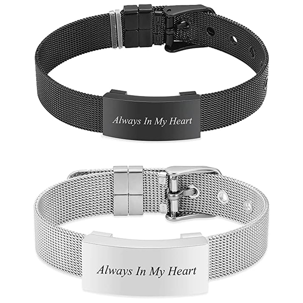 Adjustable Watch Band Cremation Jewelry Urn Bracelet for Ashes Personalized Message Urn Bangle for Women Men Memorial Keepsake-Forever in My Heart