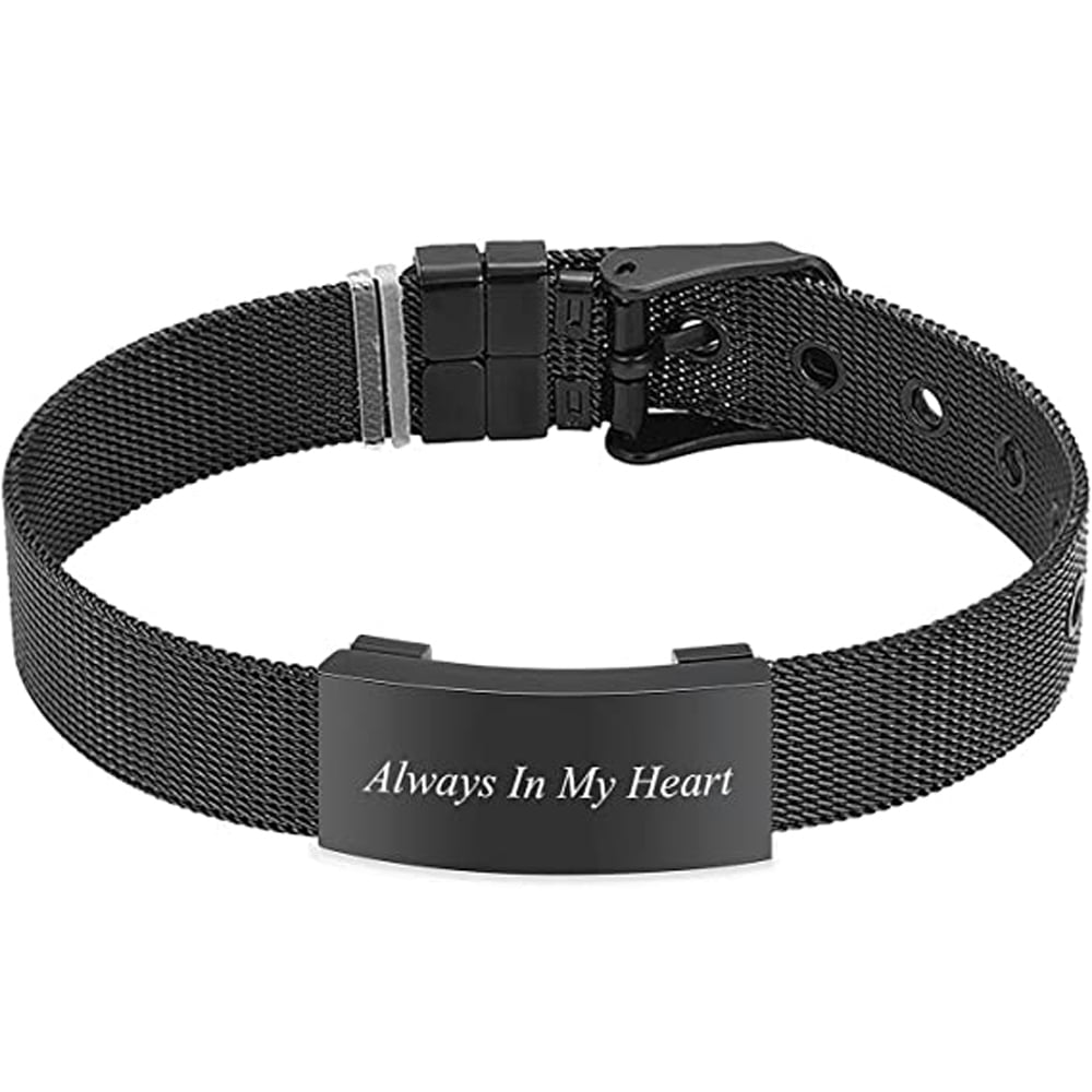 Adjustable Watch Band Cremation Jewelry Urn Bracelet for Ashes Personalized Message Urn Bangle for Women Men Memorial Keepsake-Forever in My Heart
