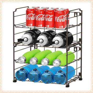 Adjustable Water Bottle Organizer Holder, 2-Tier 2 Pack Stackable Wall-Mounted Water Bottle Holder Rack for Kitchen Pantry - Bronze